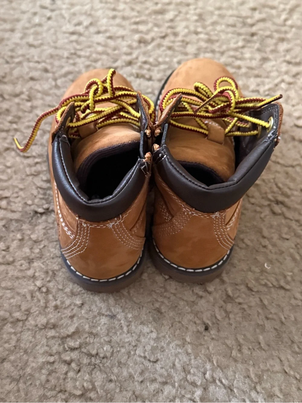 Timberland Kids Wheat/Tan Lace-Up Ankle Boots with Yellow Accents